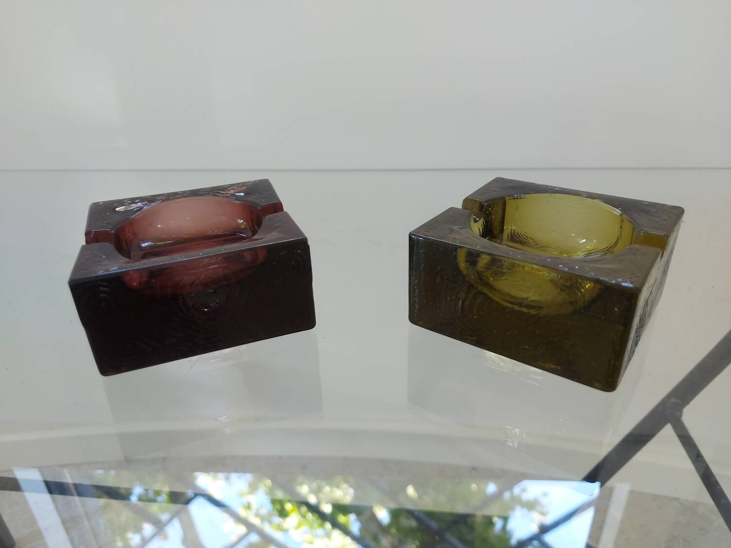 Two vintage glass ashtrays
