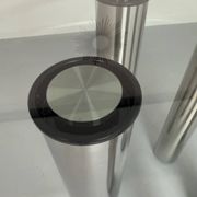 Round glass and metal dining table, Italian design from the 80s, vintage