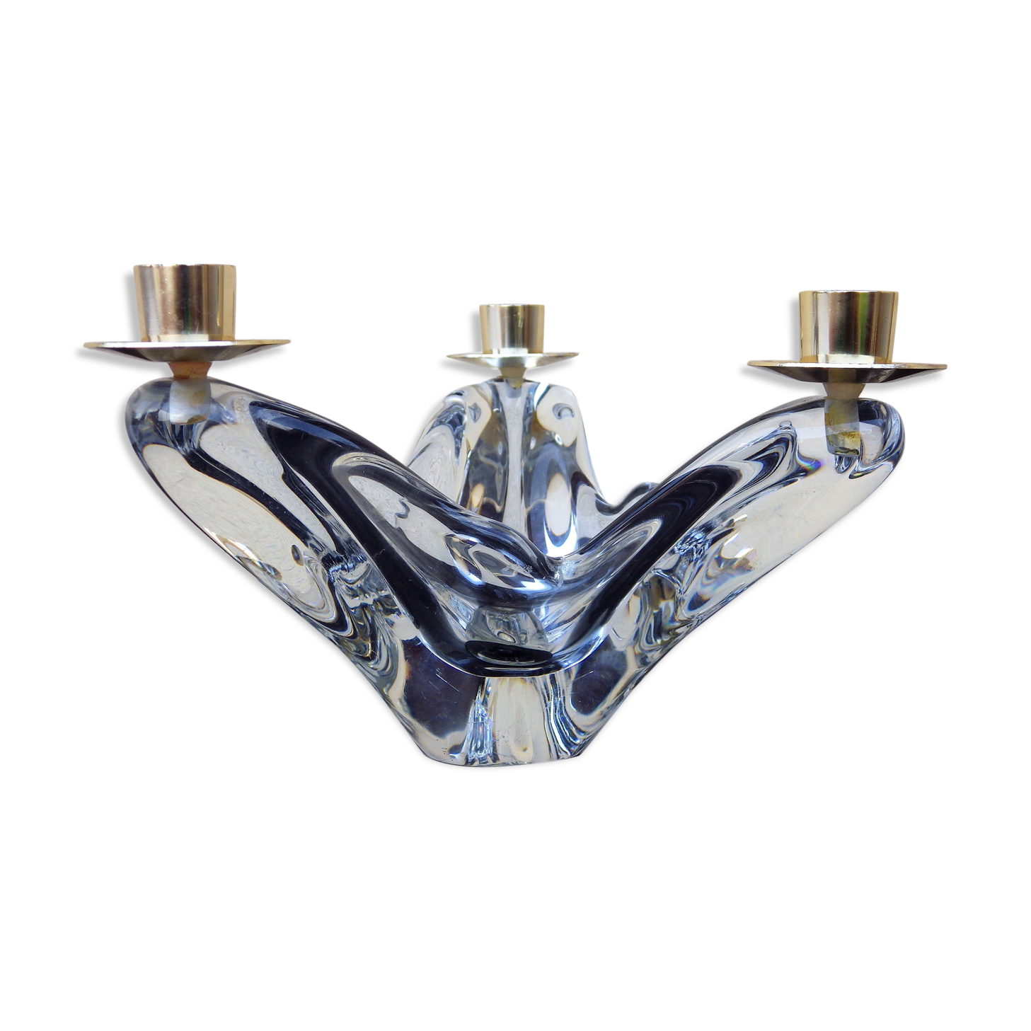 Vintage signed Schneider glass candleholder
