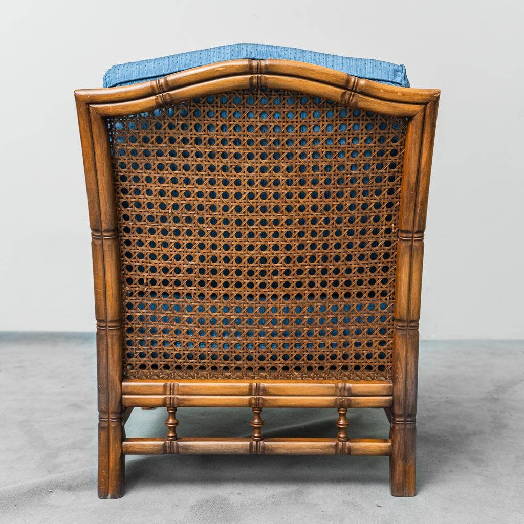 Pair of vintage armchairs in bamboo and Vienna straw 1960s modernism