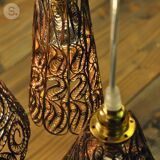 Conical pendant light in copper filigree - Belgian creation