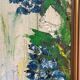 Mid-Century Oil on Canvas “Water Lilies” by Lena Larsson Framed 50 × 42 cm
