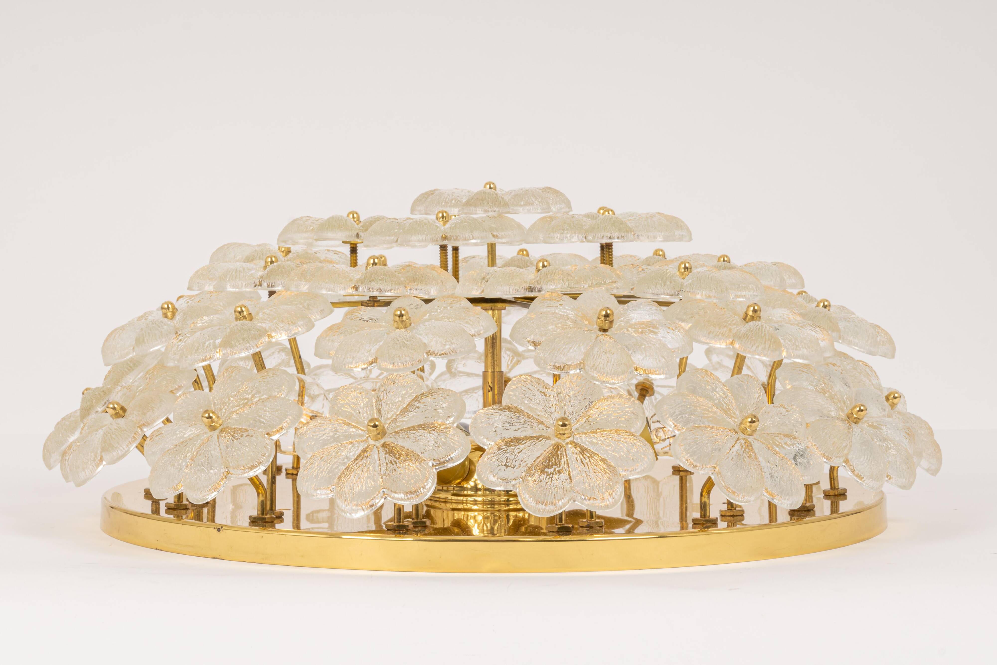 plafonnier fleur en verre Murano par Ernst Palme, Allemagne, années 1970