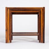 Nest of Tables in Rosewood with Tiles, Denmark, 1960s, Set of 3