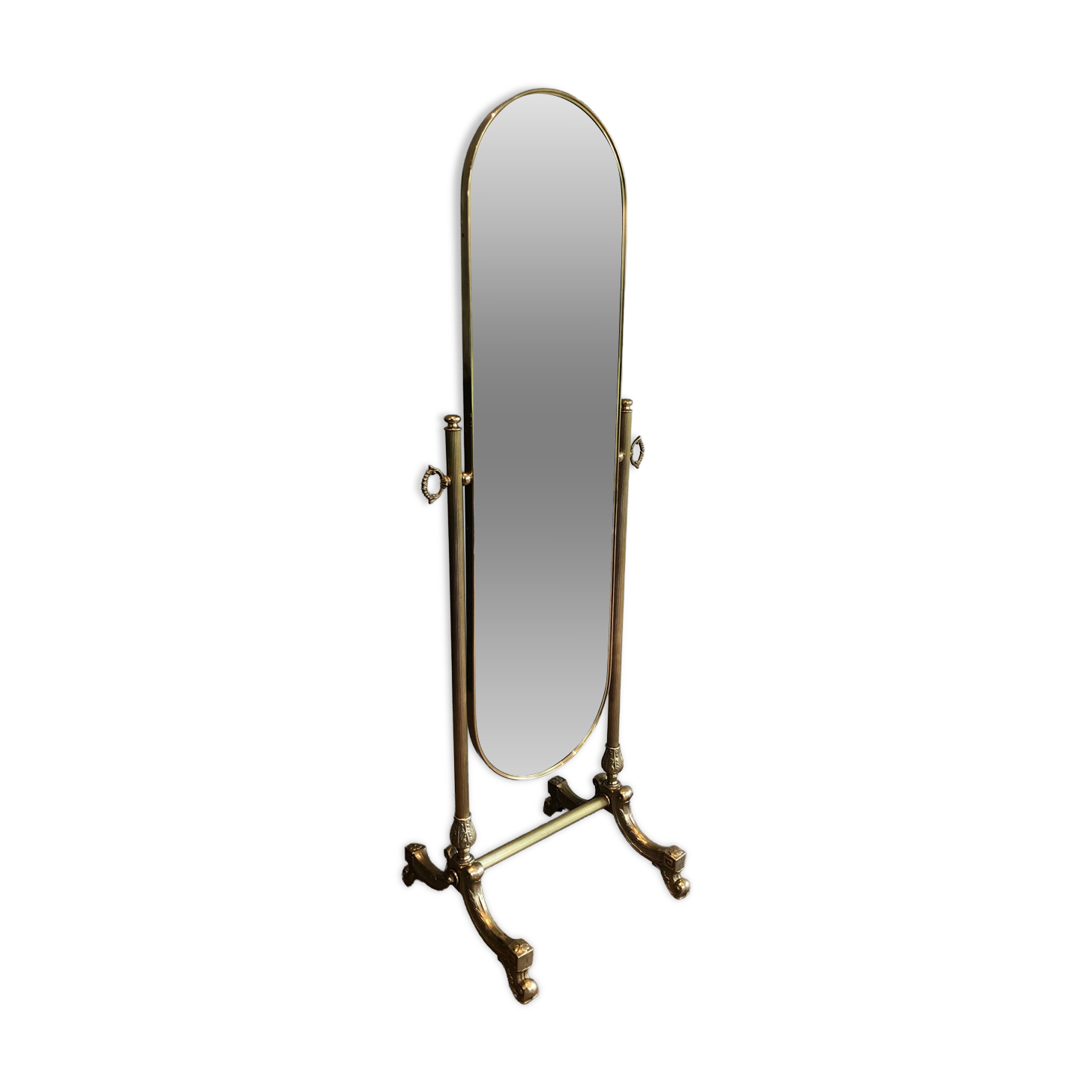 Miroir psyché en laiton de style néoclassique