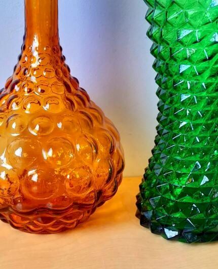 Italian glass bottles Empoli 1970
