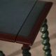 Vintage Scandinavian Stool Painted in Dark Green and Dark Red Wood, Folk Style, 1940s