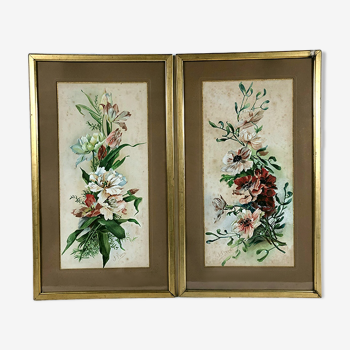 Pair of watercolors, bouquets of flowers. Around 1900