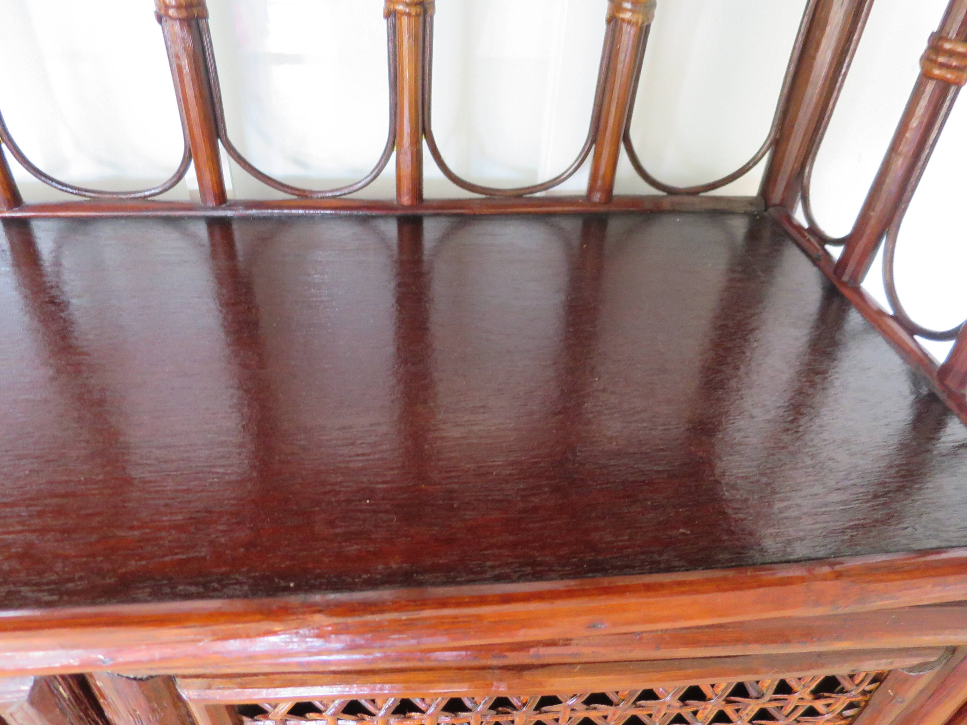 Support buffet bibus woven rattan 2 doors in caning - vintage 60s/70s