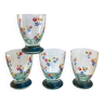 lot de 4 verres à eau petites fleurs colorées design années 70