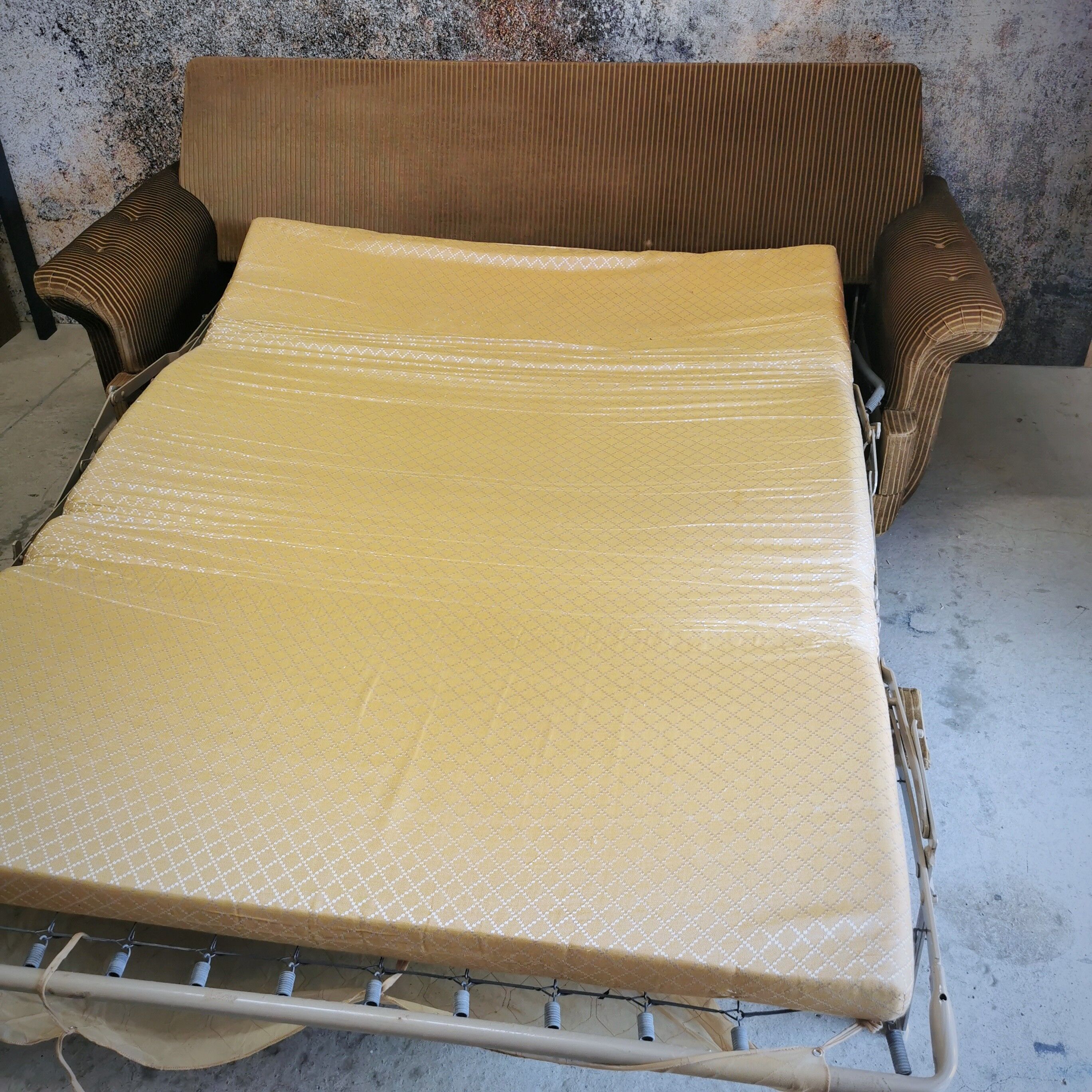 Sofa bed 3 places in corduroy color bronze Roche Bobois