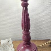 Vintage table lamps – Repainted glossy purple wooden bases + globes a