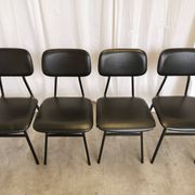 SET of 4 Vintage School Chairs /Black Leather / STOL Kamnik 80s Yugoslavia