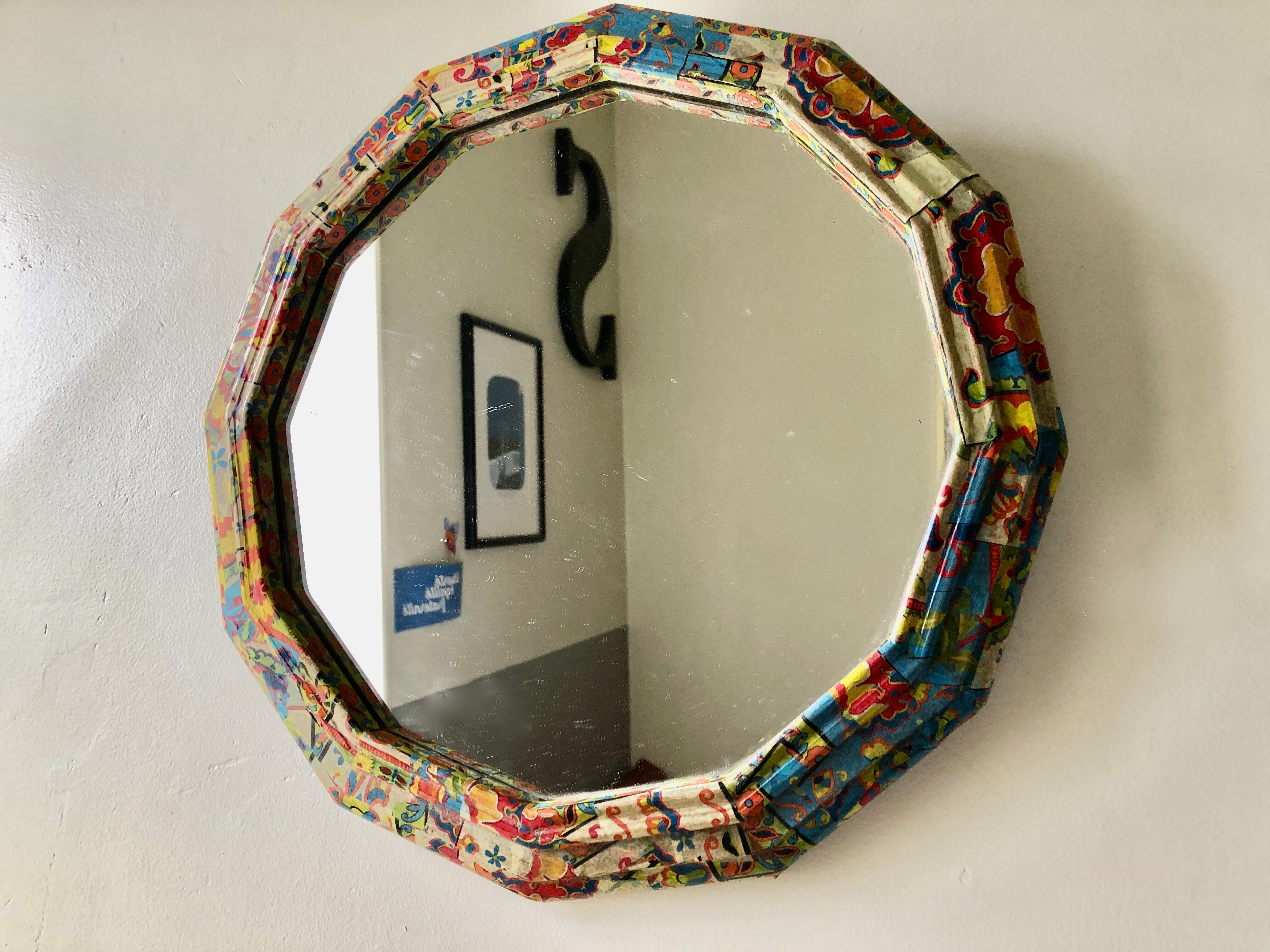Vintage floral paper mirror