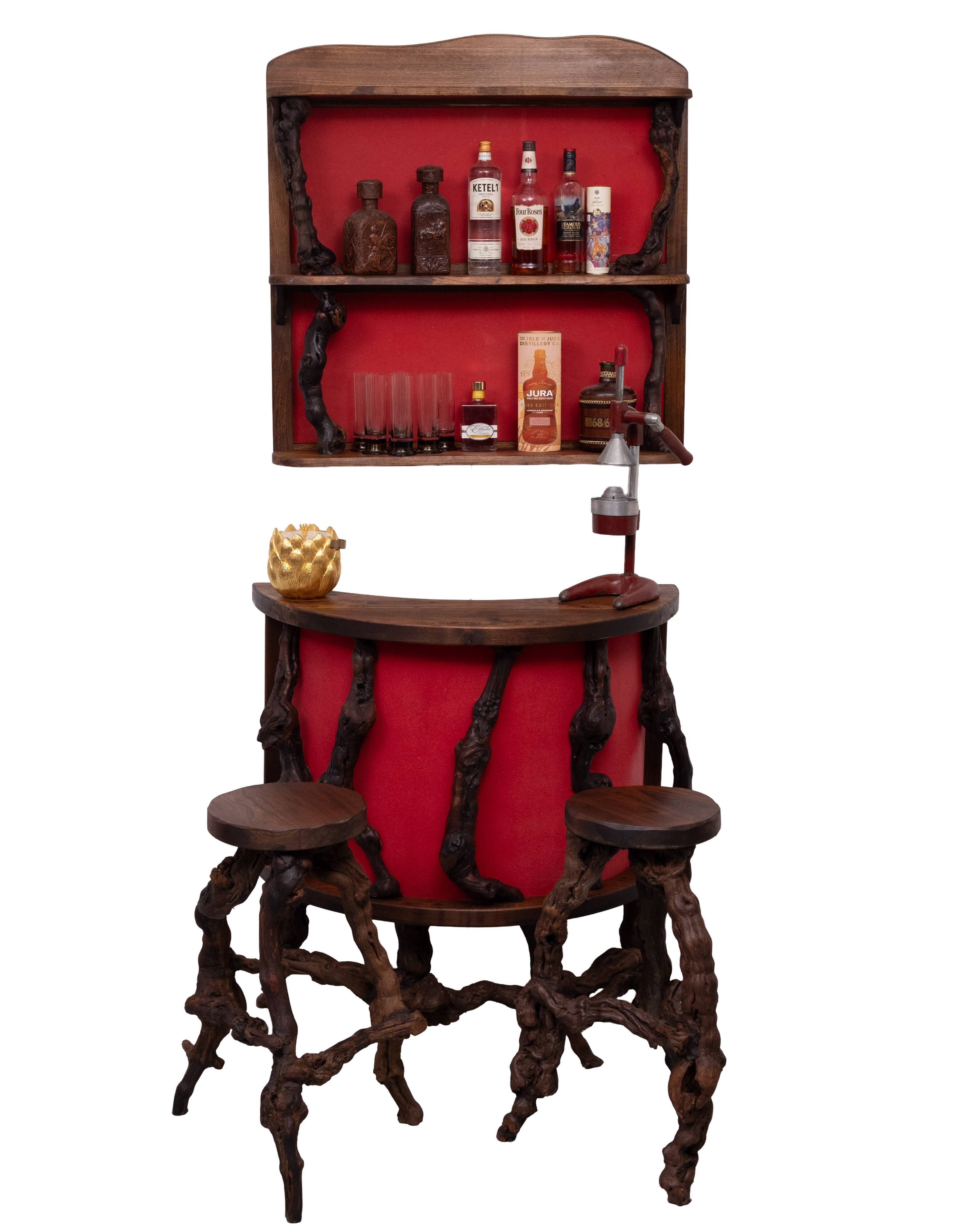 Dry Bar French Vinery Bar and Stool Set, 1960s, Set of 4