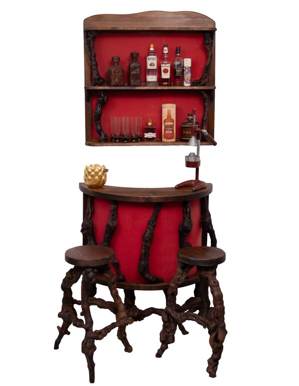 Ensemble de bar et tabourets de vin de Dry Bar, années 1960, ensemble de 4.
