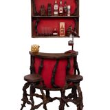 Dry Bar French Vinery Bar and Stool Set, 1960s, Set of 4