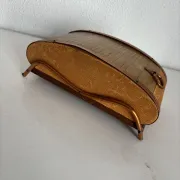 Vintage cigarette dispenser 1960 curtain box wood copper - 21 x 12 cm