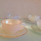Suite of six cups in polychrome opaline Arcopal 60s/70s