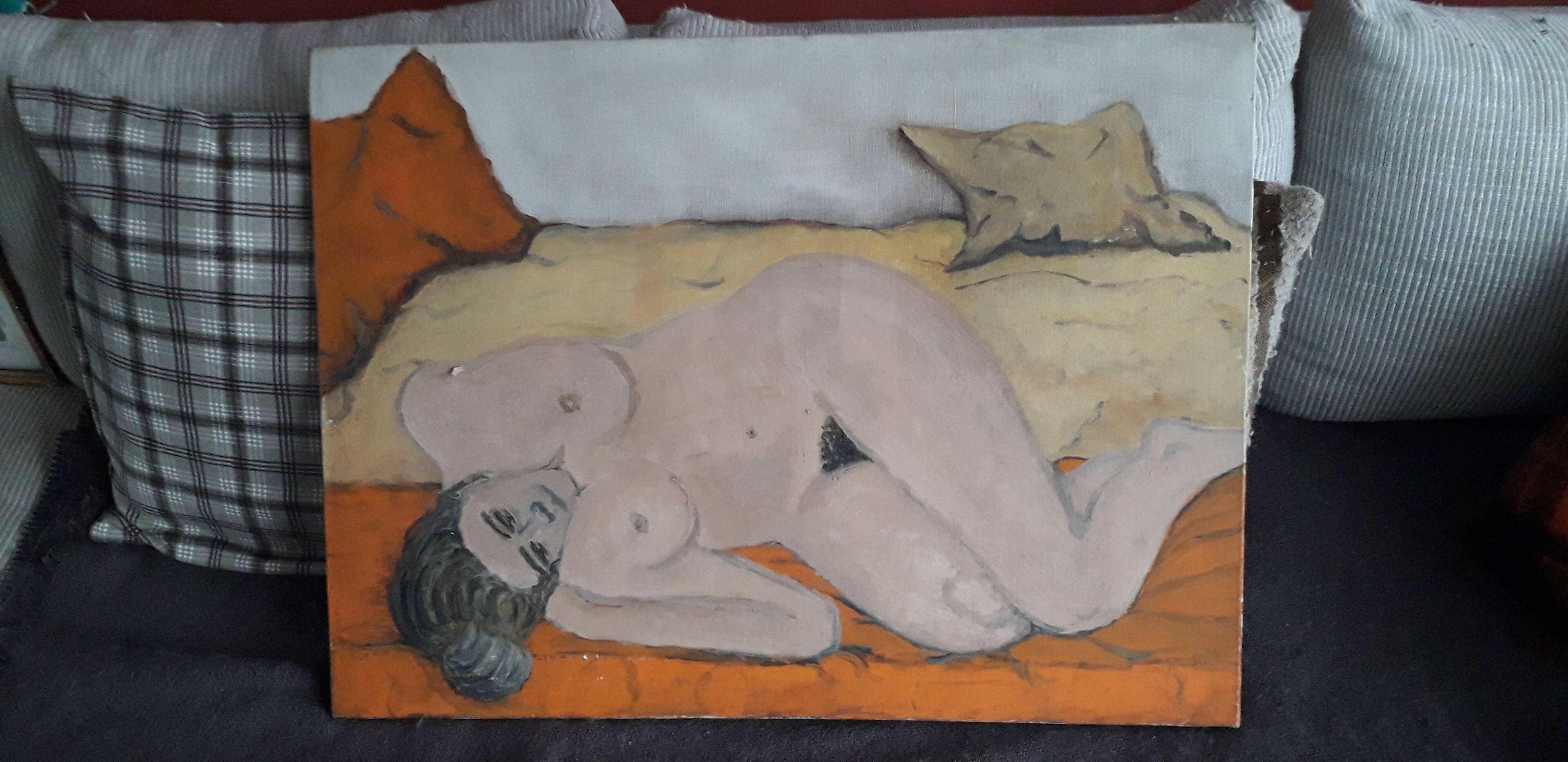 Old oil painting on canvas.