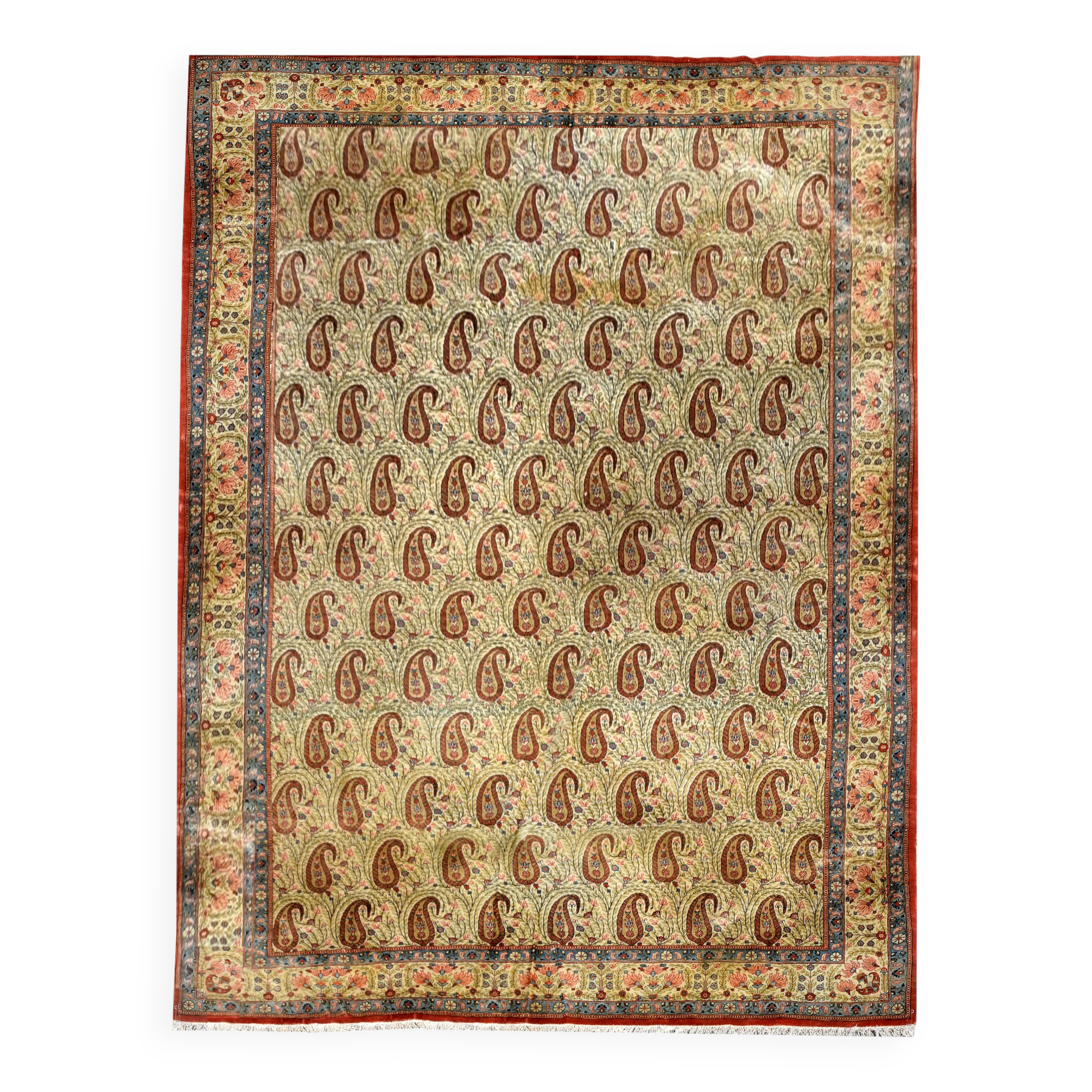 Large Oriental Rug Iran Ghoum, 4.07 x 2.45 M - Kurk Wool, Hand Knotted,