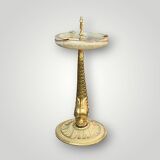 Antique fish ashtray on foot in gilded brass and onyx (4.464 kg)
