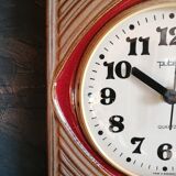 Vintage ceramic clock silent wall clock square "Peter red brown"