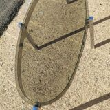 Elliptical coffee table circa 1970 in chromed metal and smoked glass
