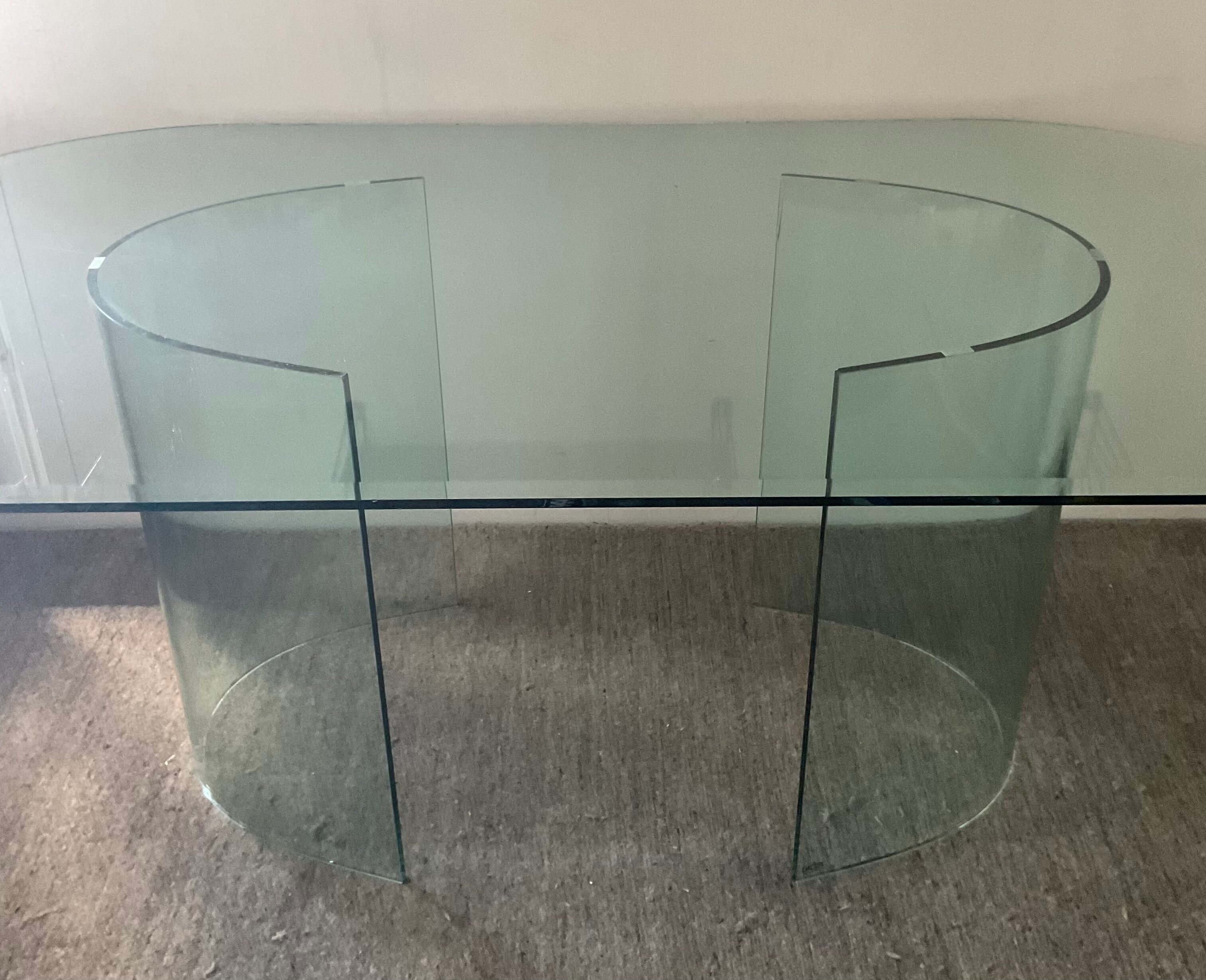 Vintage Sica Italy dining table in tempered glass