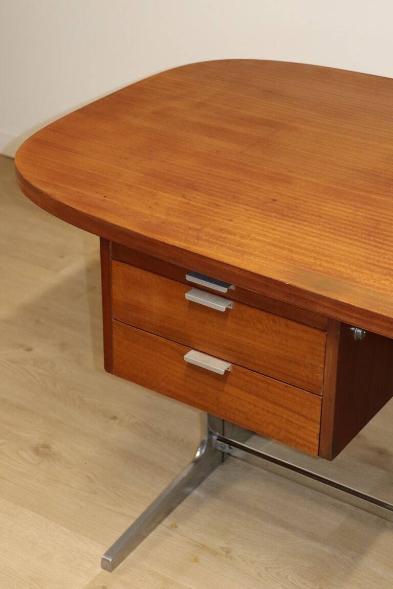 Vintage desk by George Nelson in wood and aluminum, 1960s