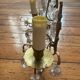 2 vintage bronze wall lights with pendants