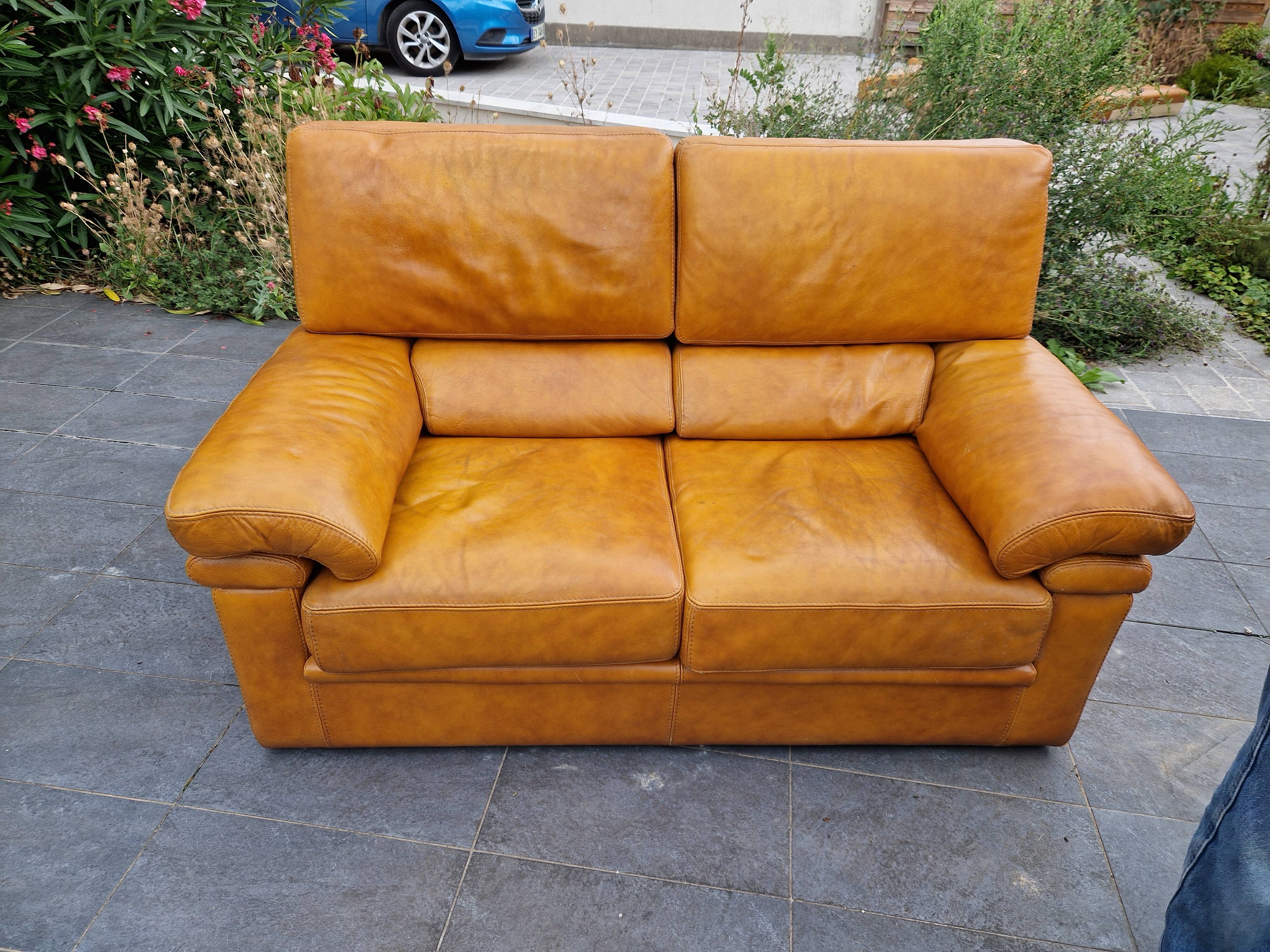 Canape 2 seater full grain leather