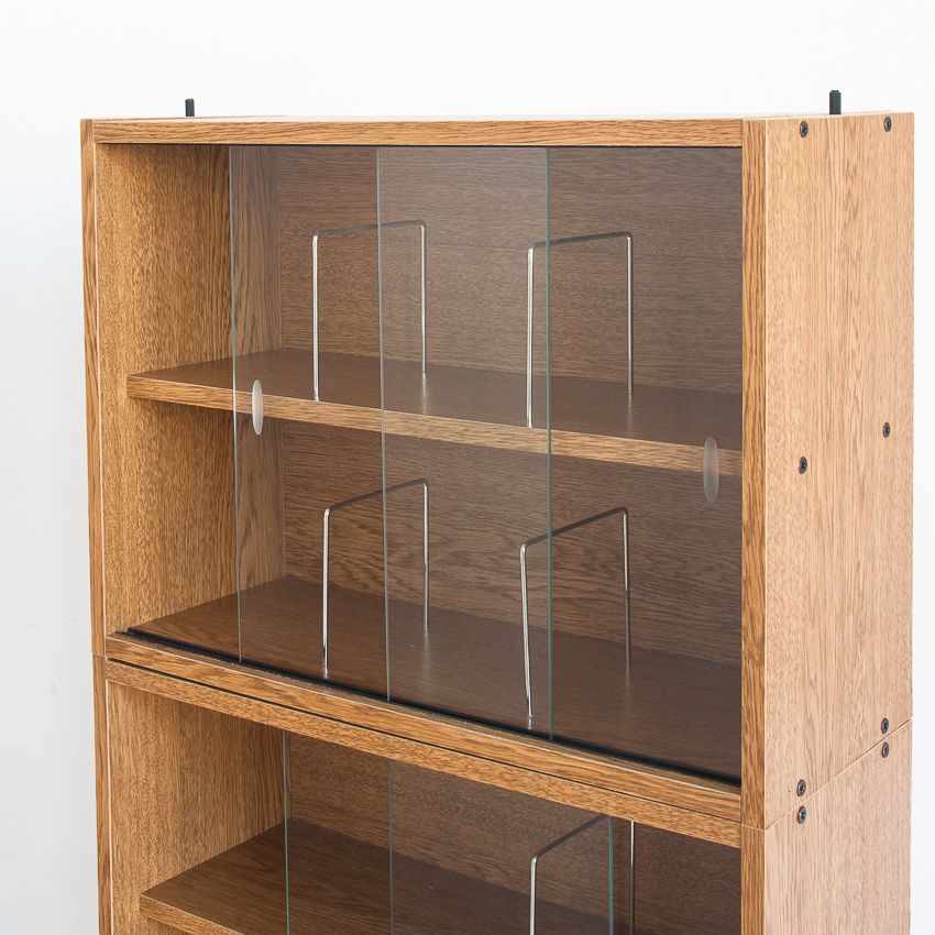 Set of 4 vintage CD shelves with glass doors, France 1990