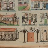 Antique painting of walls and picnons of report handmade garden