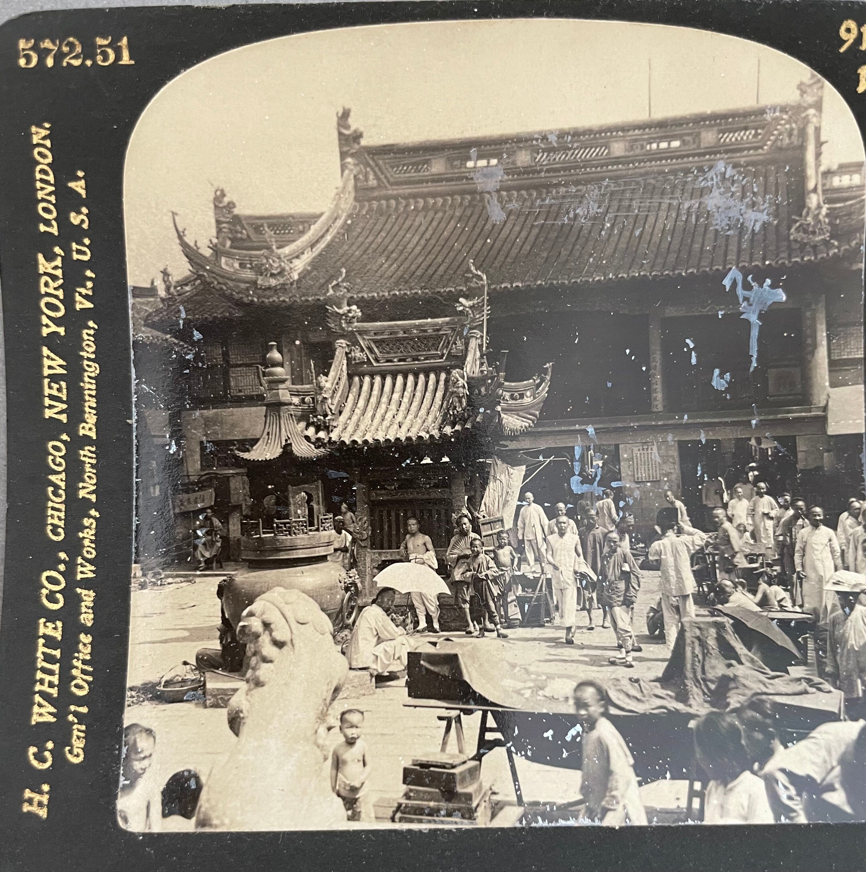 Old photography stereo, stereograph, luxury albumine 1903 shanghai district, China