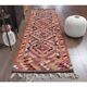 1970s Vintage Turkish Hand-Knotted Wool Cotton Orange Runner Rug 100x322