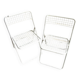 2 white metal "Ted Ned" folding chairs by Niels Gammelgaard for IKEA, 1980s