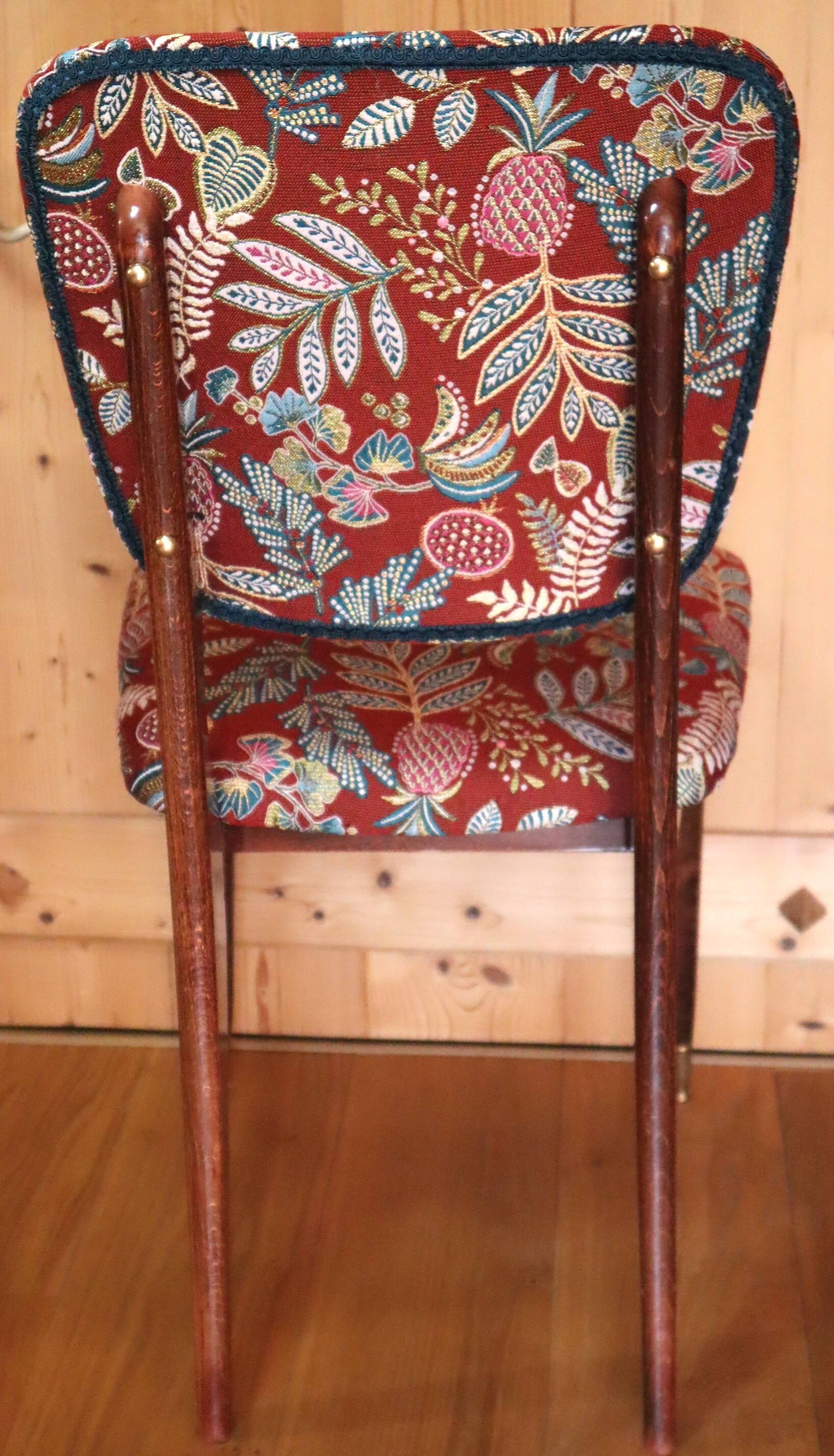 chaise  Kadoura renovée tissu jungle doré