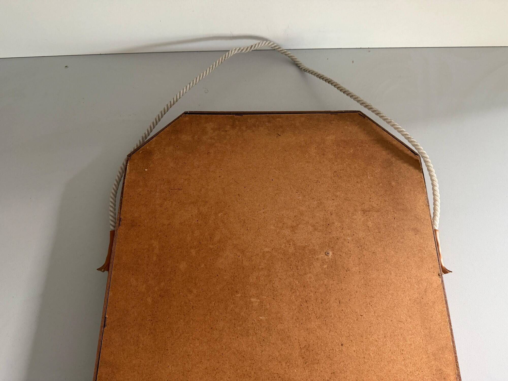 Mid-century rectangular wall mirror in teak, 1960, Italy