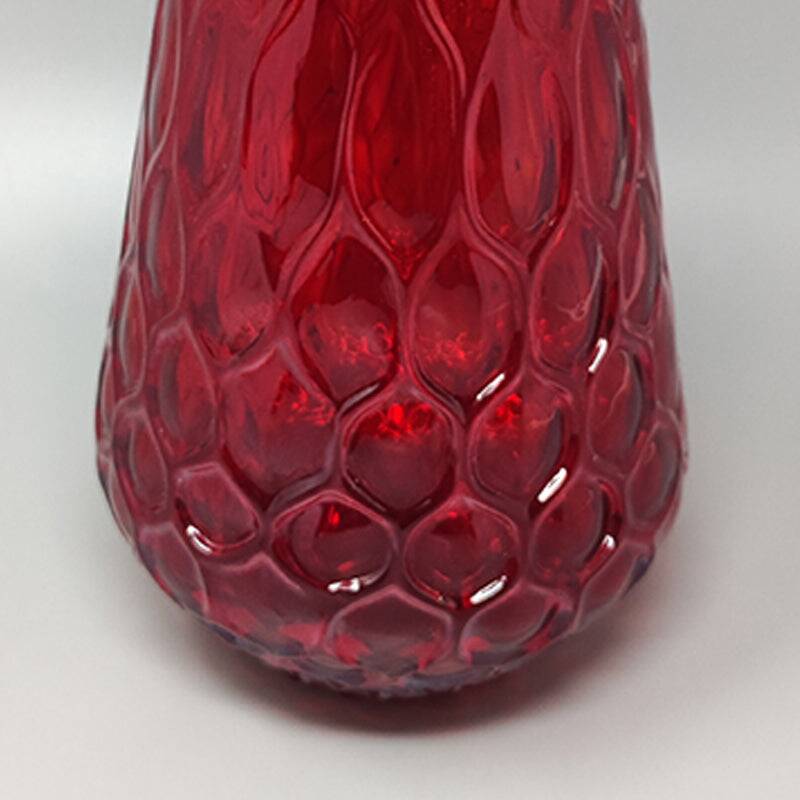 1960s Gorgeous Red Vase in Murano Glass By Ca dei Vetrai. Made in Italy