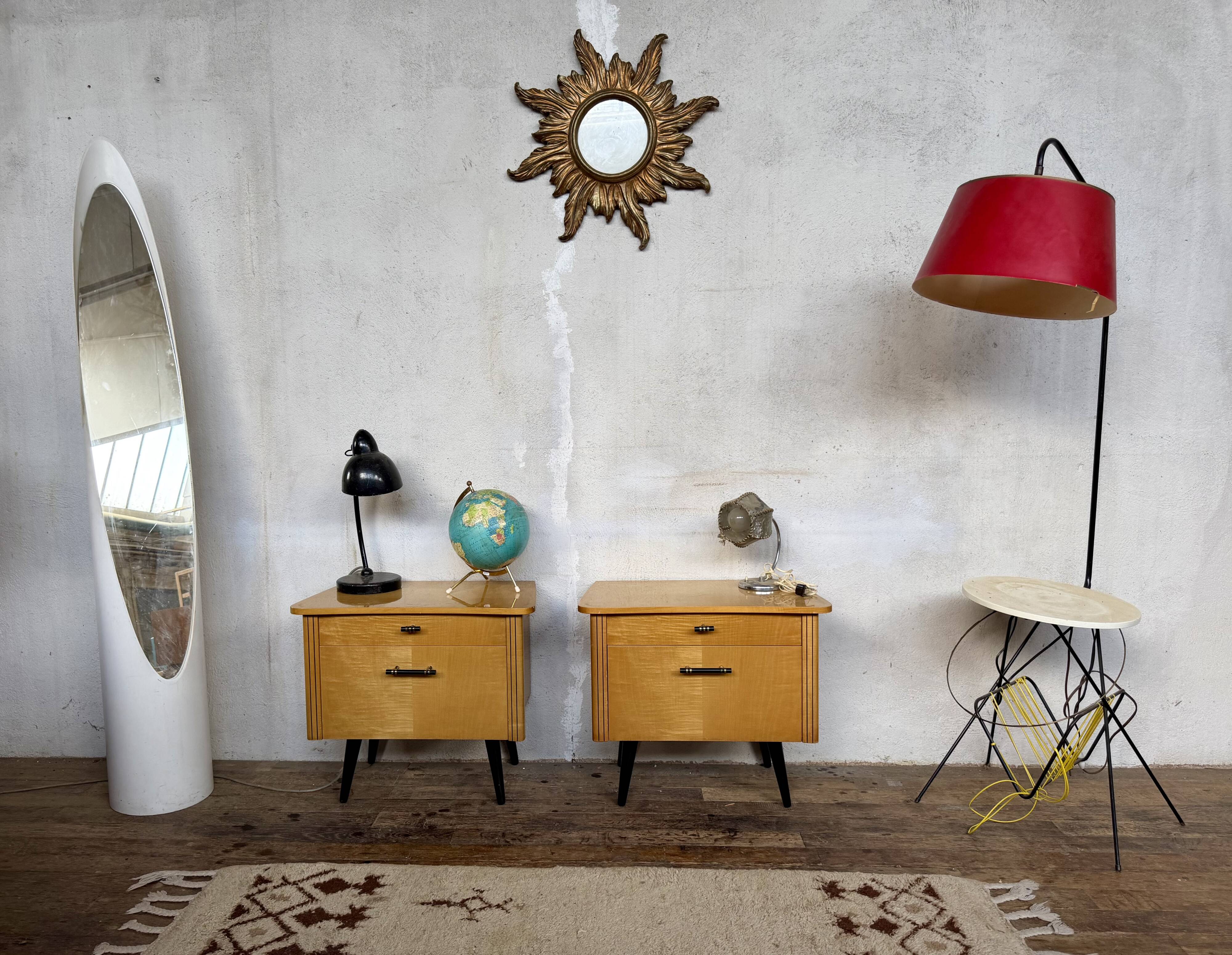 🌟 Vintage 1960s bedside tables – 1 drawer & 1 hinged door 🌟