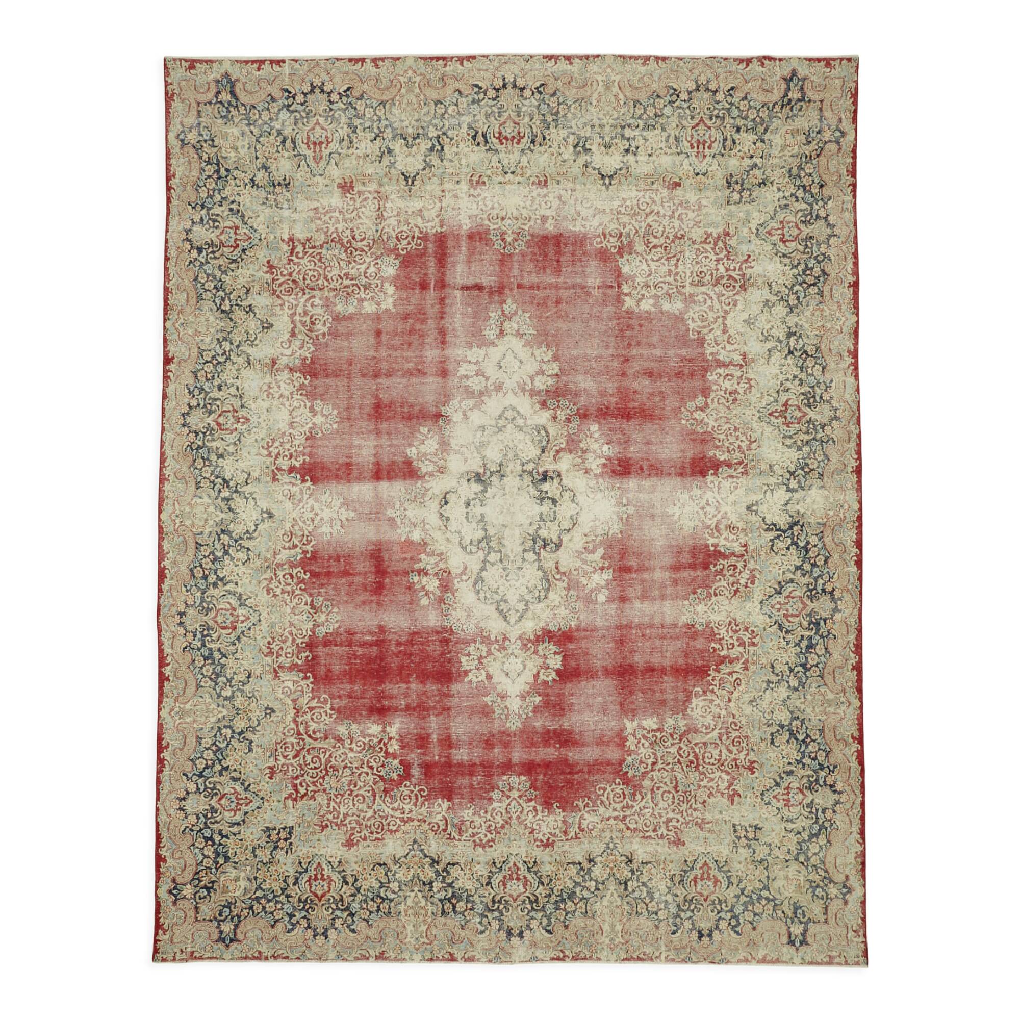 Hand-knotted persian antique 1970s 298 cm x 385 cm beige wool carpet