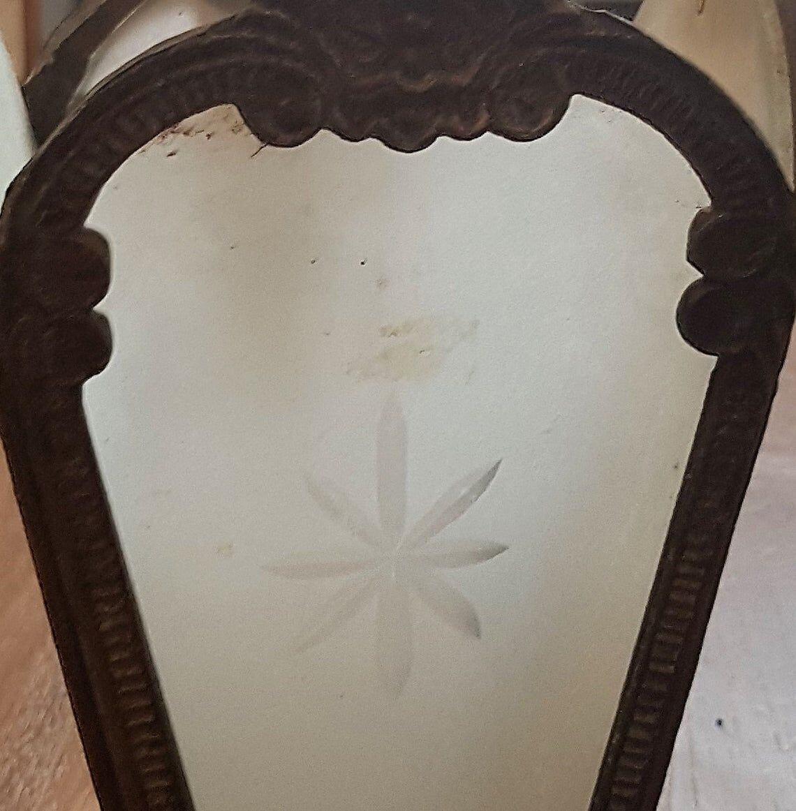 Lantern in smoked glass and brass