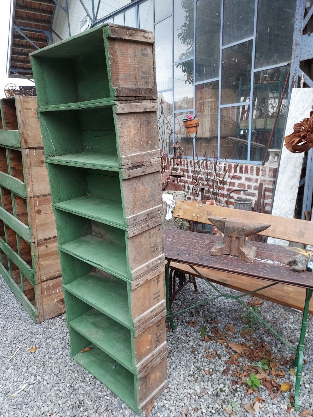 Wooden workshop shelf