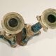 Pair of Empire/Restoration style candlesticks - green marble and bronze.