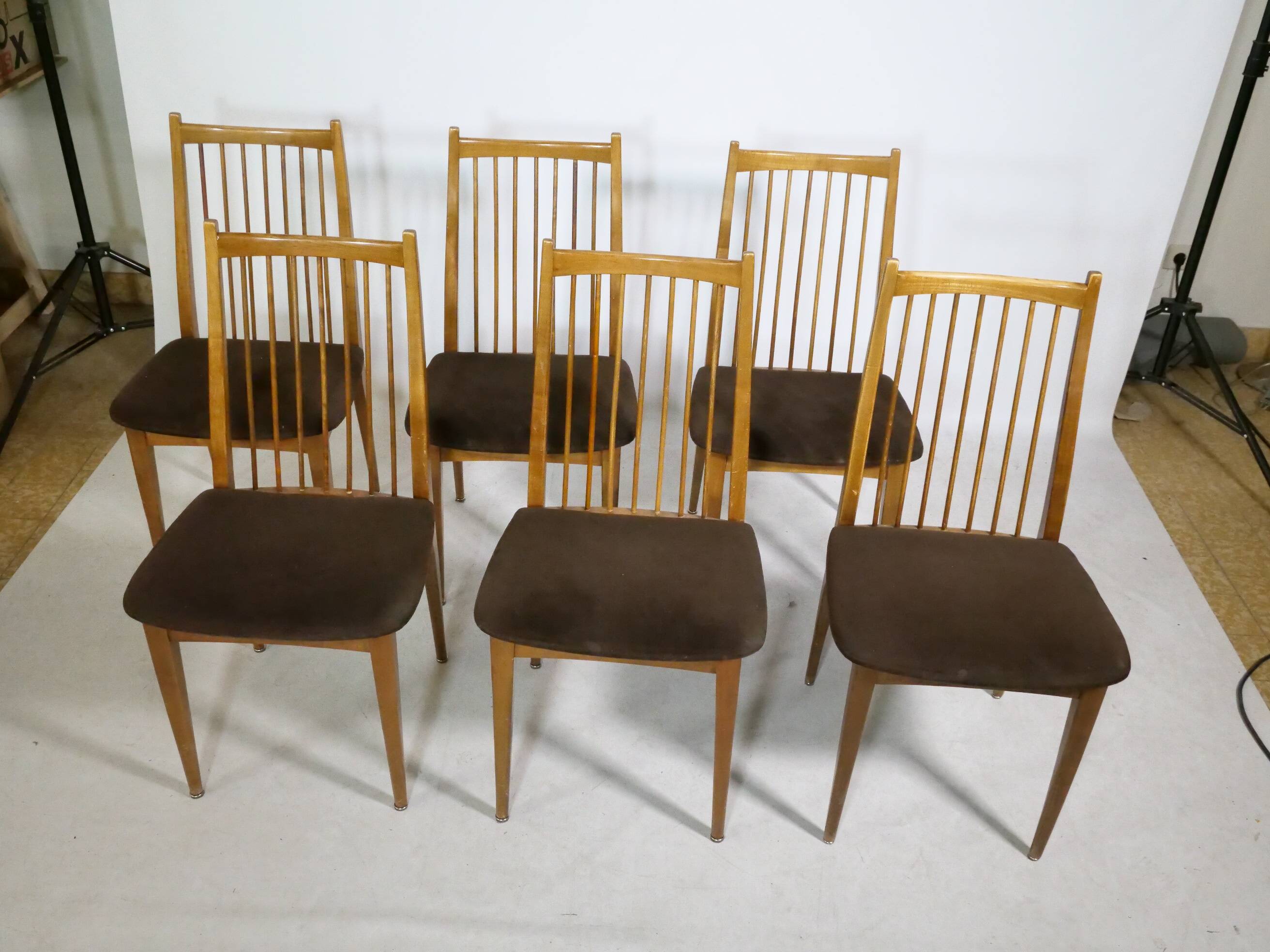Mid-Century Teak Dining Chairs by WK Möbel, Set of 6, 1960s Design