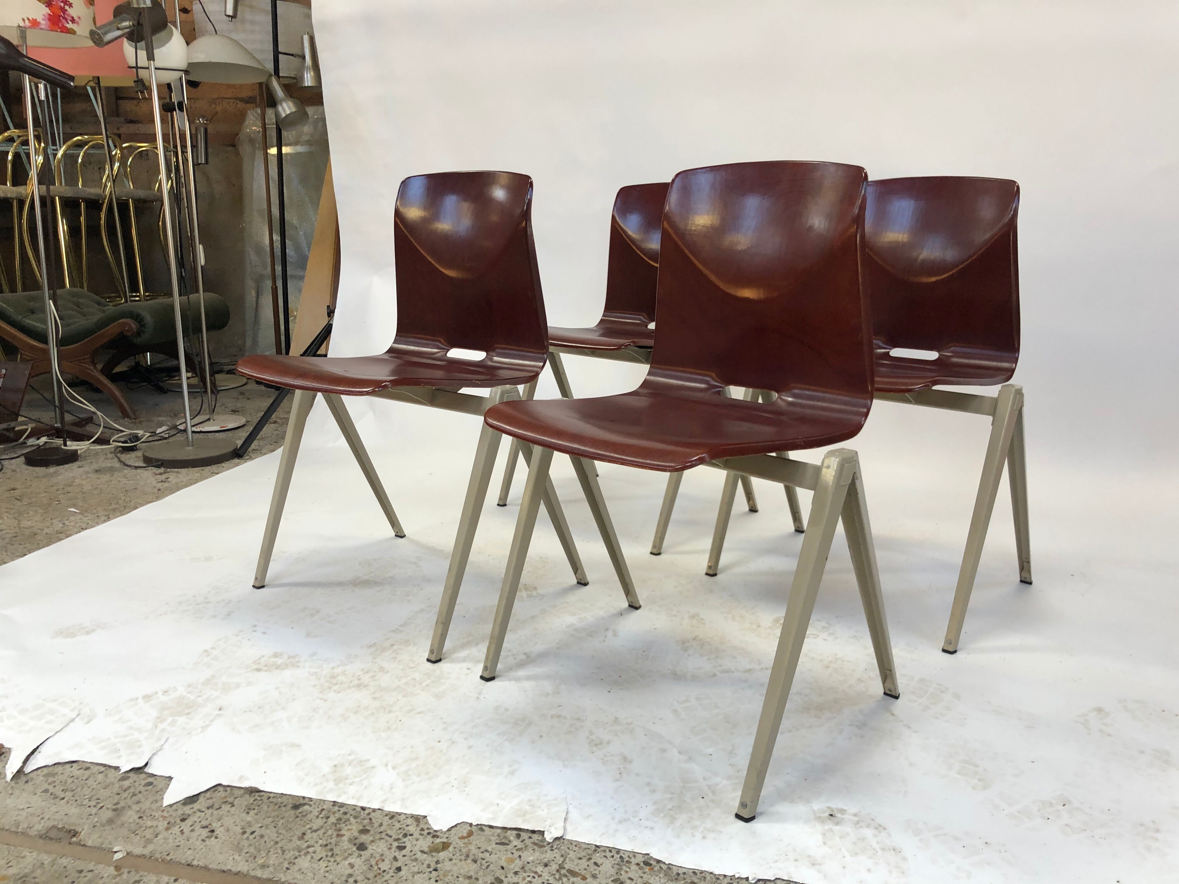 Lot of 4 vintage chairs Galvanitas S22 in the Netherlands