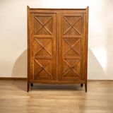 Vintage solid oak cross-braced wardrobe 1940