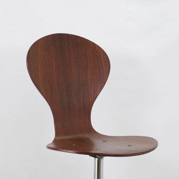 Chaise tournante vintage en palissandre et métal chromé, 1950