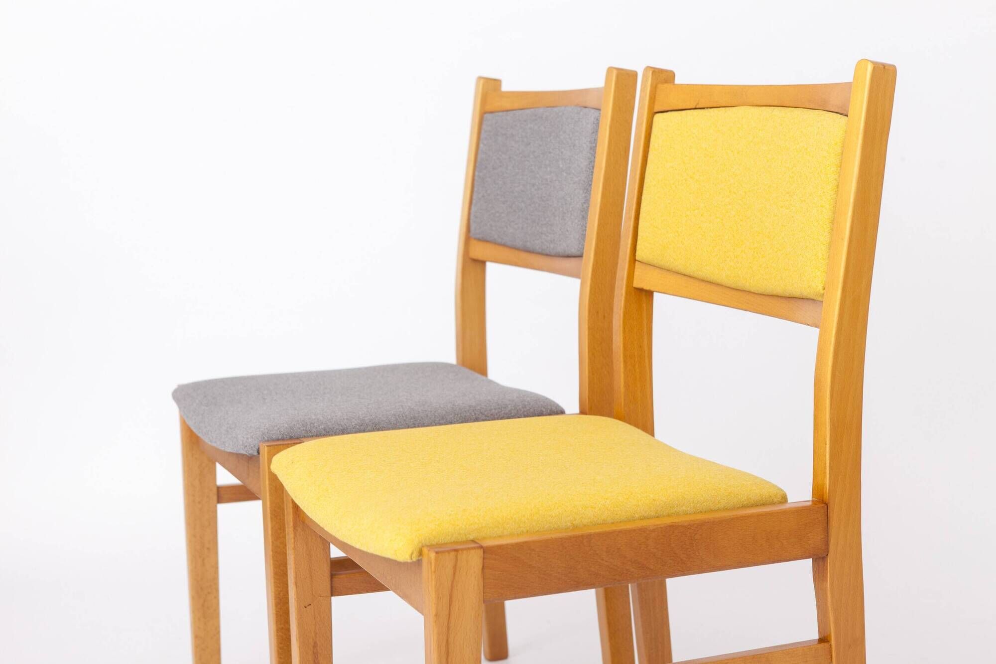 Set of 4 Vintage German Dining Chairs, Beechwood & Multicolor Upholstery